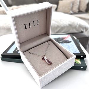 Elle Brand Sterling Silver Necklace with Purple Gemstone